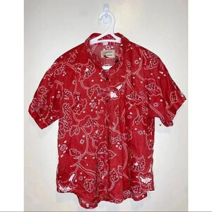 Current /Elliott Red Floral Paisley Button Up Blouse NEW